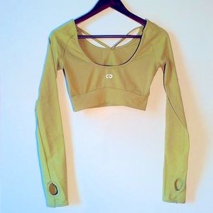 Workout Top Lime Green Chartreuse Thumbhole Sport Gym Long Sleeve Coregenic